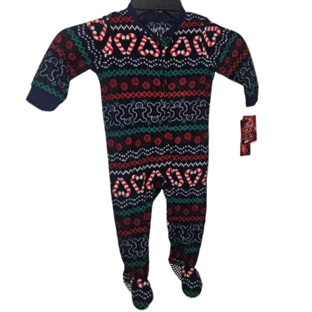 NWT Jammies For Your Families One-Piece Footed Infant Christmas Pajamas - Picture 1 of 3